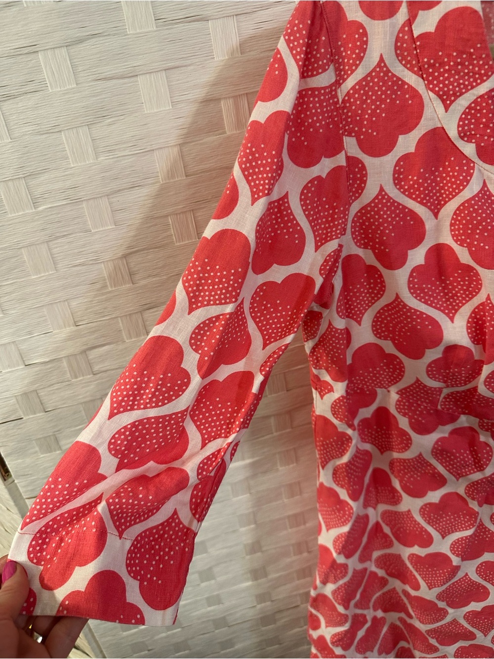 Boden Laurie 100% Linen Tunic Dress Coral Pink Print 14R coastal resortwear - Picture 3 of 7